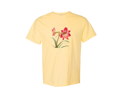 brand:Comfort Colors|color:Butter|Red Amaryllis Flower T Shirt Design Graphic T-Shirt