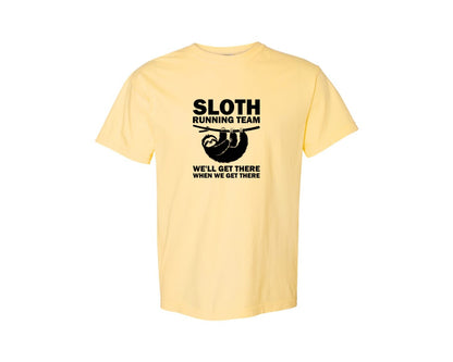 brand:Comfort Colors|color:Butter|Sloth Running Team T Shirt 2 Graphic T-Shirt