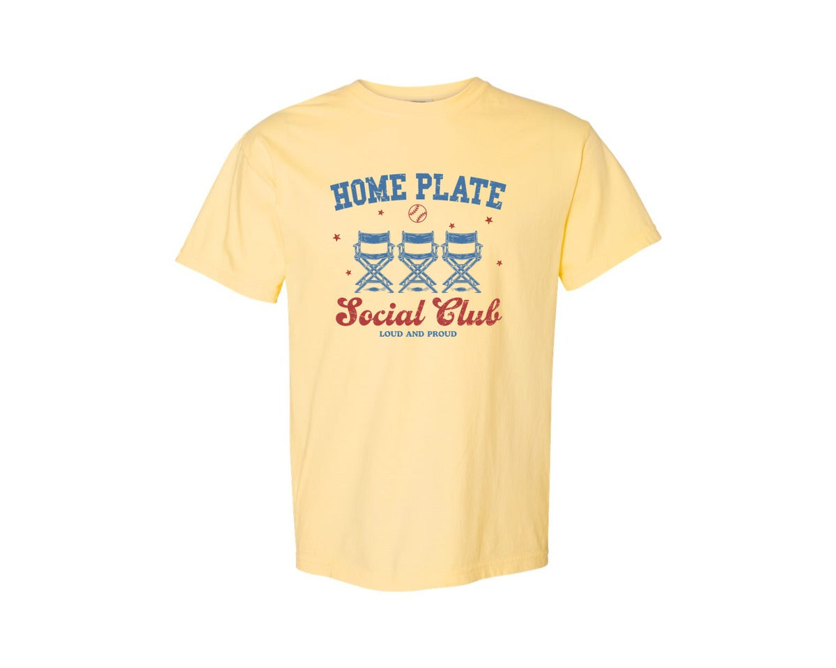 brand:Comfort Colors|color:Butter|Vintage Baseball Home Plate Social Club Graphic T-Shirt