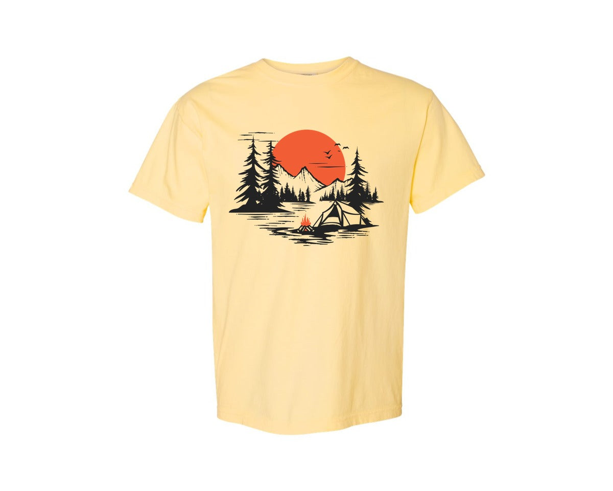 brand:Comfort Colors|color:Butter|Sunset Camping Adventure T Shirt Design 9 Graphic T-Shirt