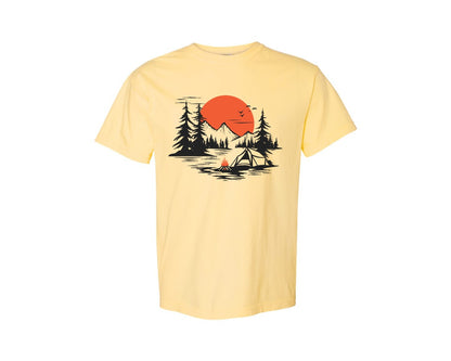 brand:Comfort Colors|color:Butter|Sunset Camping Adventure T Shirt Design 9 Graphic T-Shirt