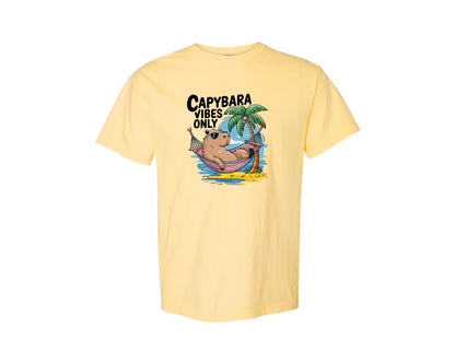 brand:Comfort Colors|color:Butter|Capybara Vibes Only Summer T Shirt Print Graphic T-Shirt