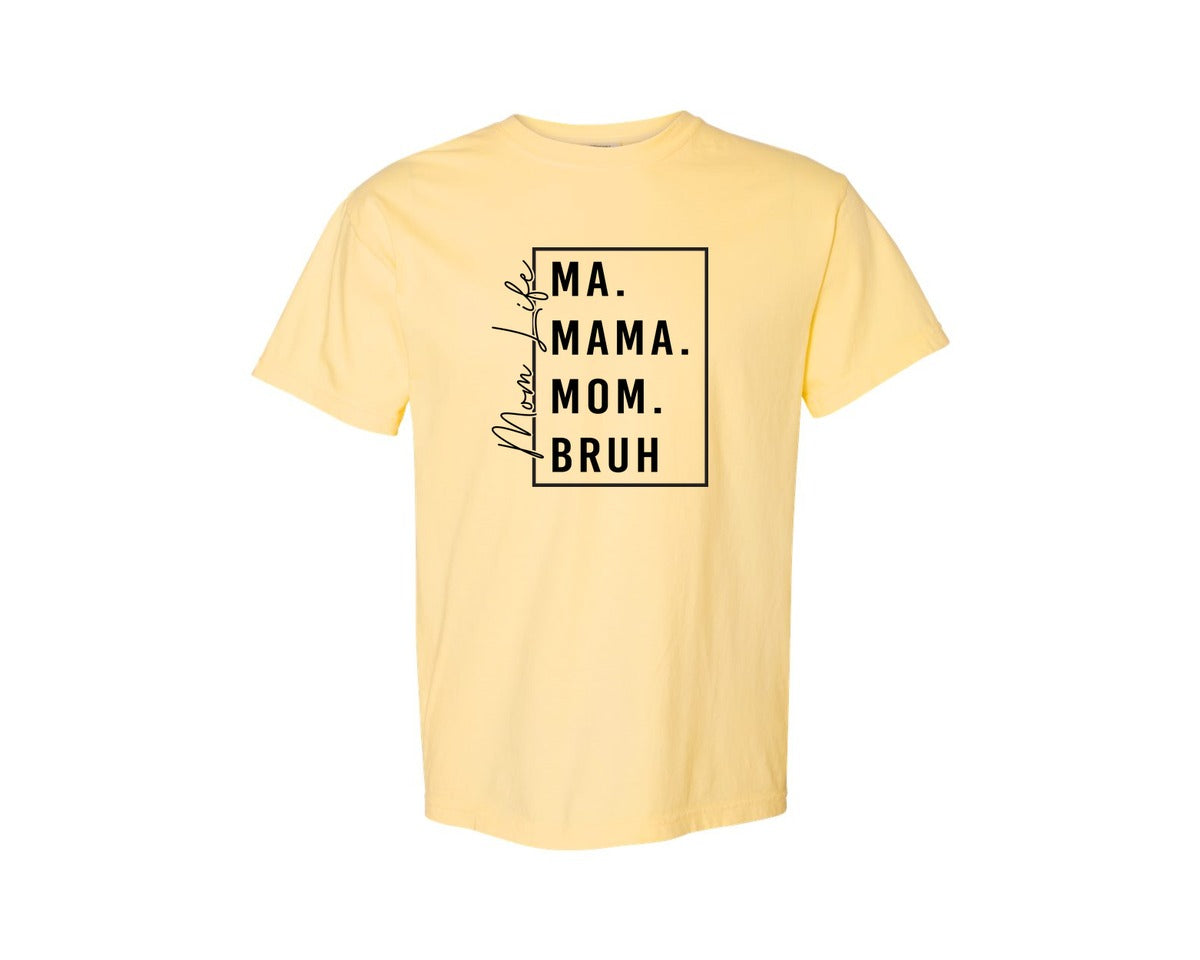 brand:Comfort Colors|color:Butter|Mama Mommy Mom Bruh Funny Mom 12 Graphic T-Shirt