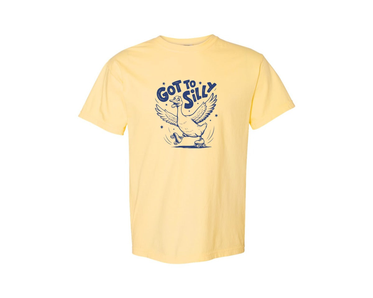 brand:Comfort Colors|color:Butter|Funny Goose Got Too Silly Design Graphic T-Shirt