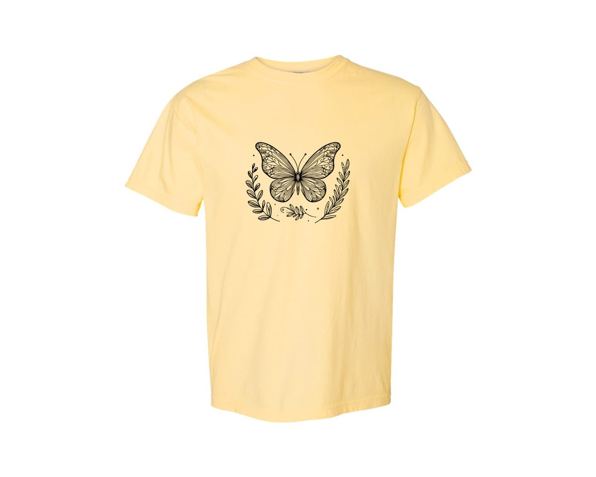 brand:Comfort Colors|color:Butter|Butterfly Design Graphic T-Shirt