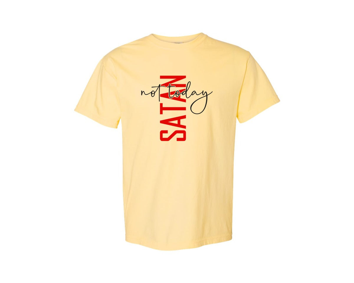 brand:Comfort Colors|color:Butter|Not Today Satan Shirt Design Graphic T-Shirt