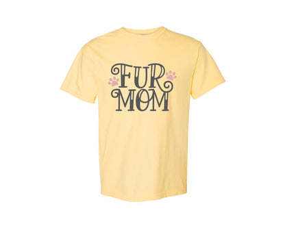 brand:Comfort Colors|color:Butter|Fur Mom Cute Crazy Cat Lady Quote 2 Graphic T-Shirt