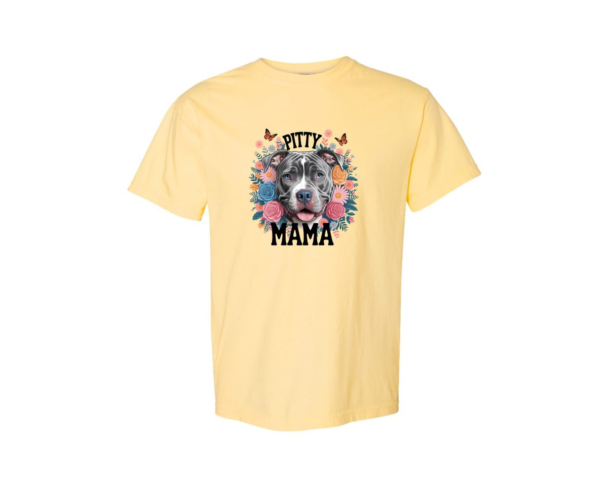 brand:Comfort Colors|color:Butter|Pitty Mama Cute Pitbull Dog Graphic T-Shirt