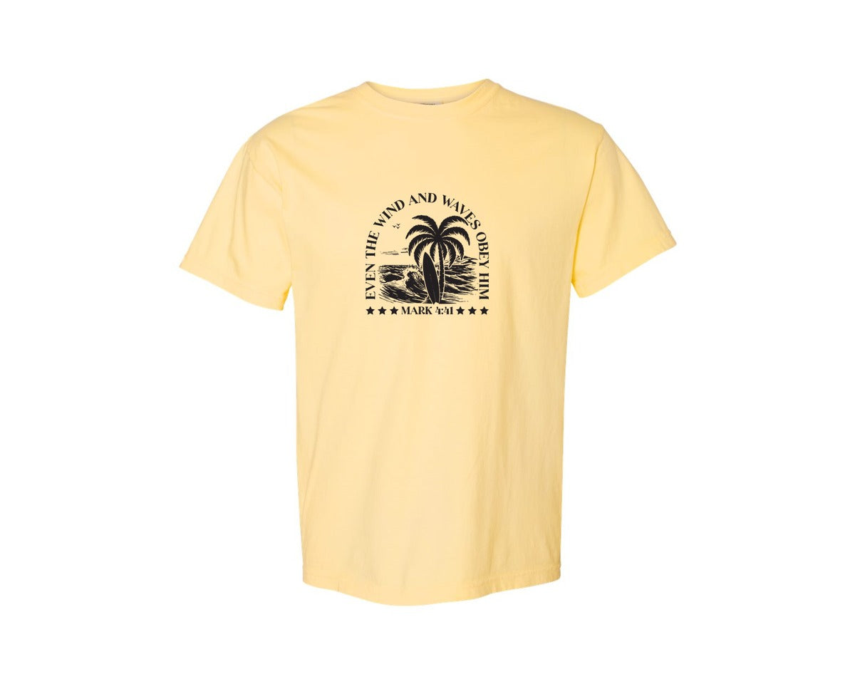 brand:Comfort Colors|color:Butter|Wind And Waves Obey Him Mark 441 Graphic T-Shirt