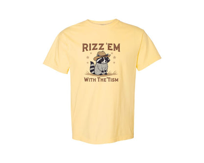 brand:Comfort Colors|color:Butter|Raccoon Funny Raccoon Rizz Em Graphic T-Shirt