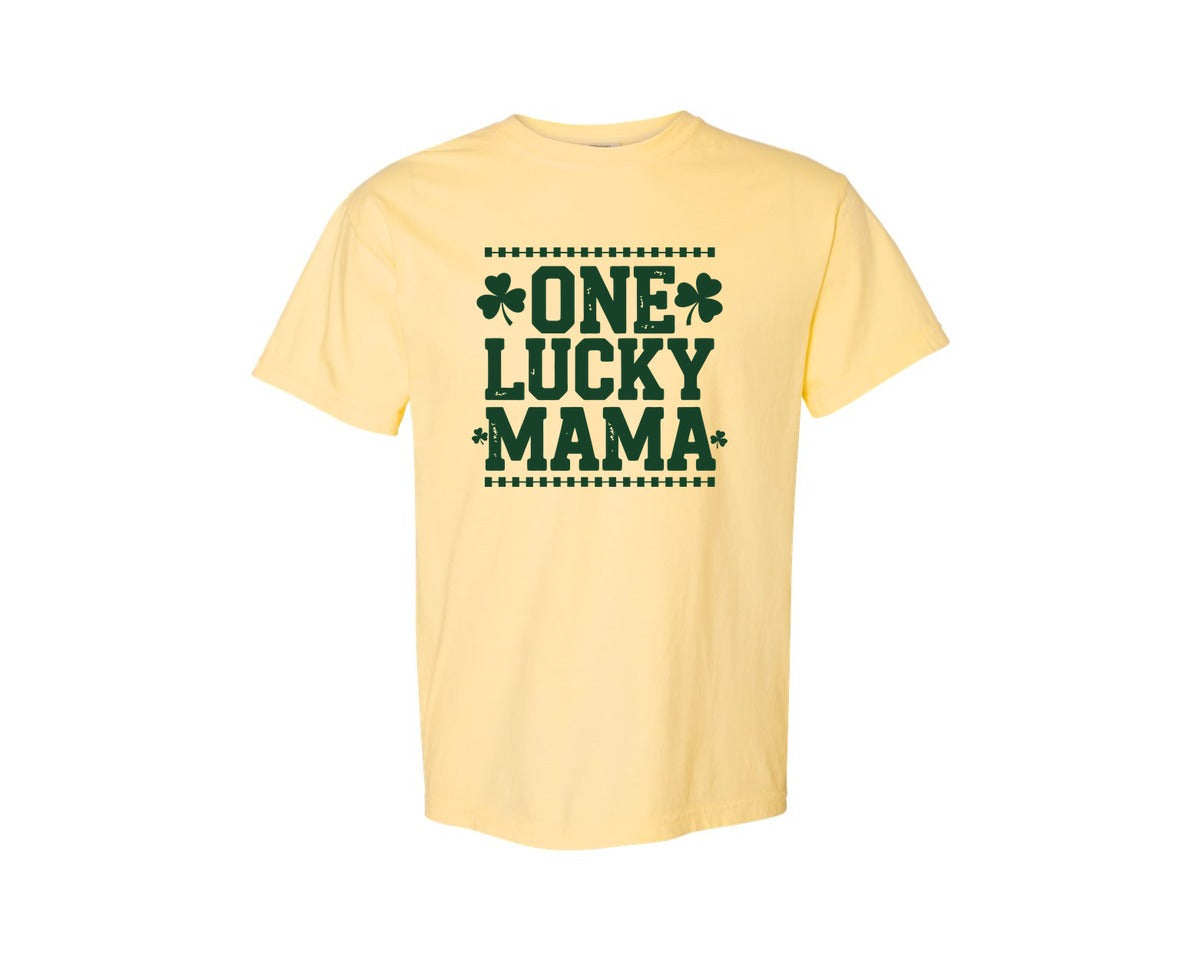brand:Comfort Colors|color:Butter|One Lucky Mama Design 40 Graphic T-Shirt