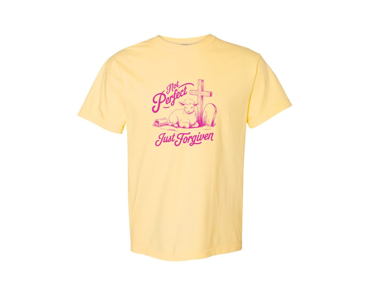 brand:Comfort Colors|color:Butter|Not Perfect Just Forgiven Design 18 Graphic T-Shirt