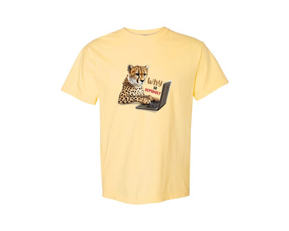 brand:Comfort Colors|color:Butter|Tiger Typing On A Laptop T Shirt Print Graphic T-Shirt