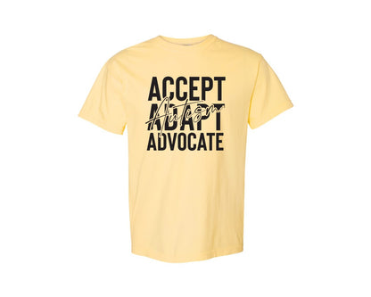 brand:Comfort Colors|color:Butter|Accept Adapt Advocate Autism Graphic T-Shirt