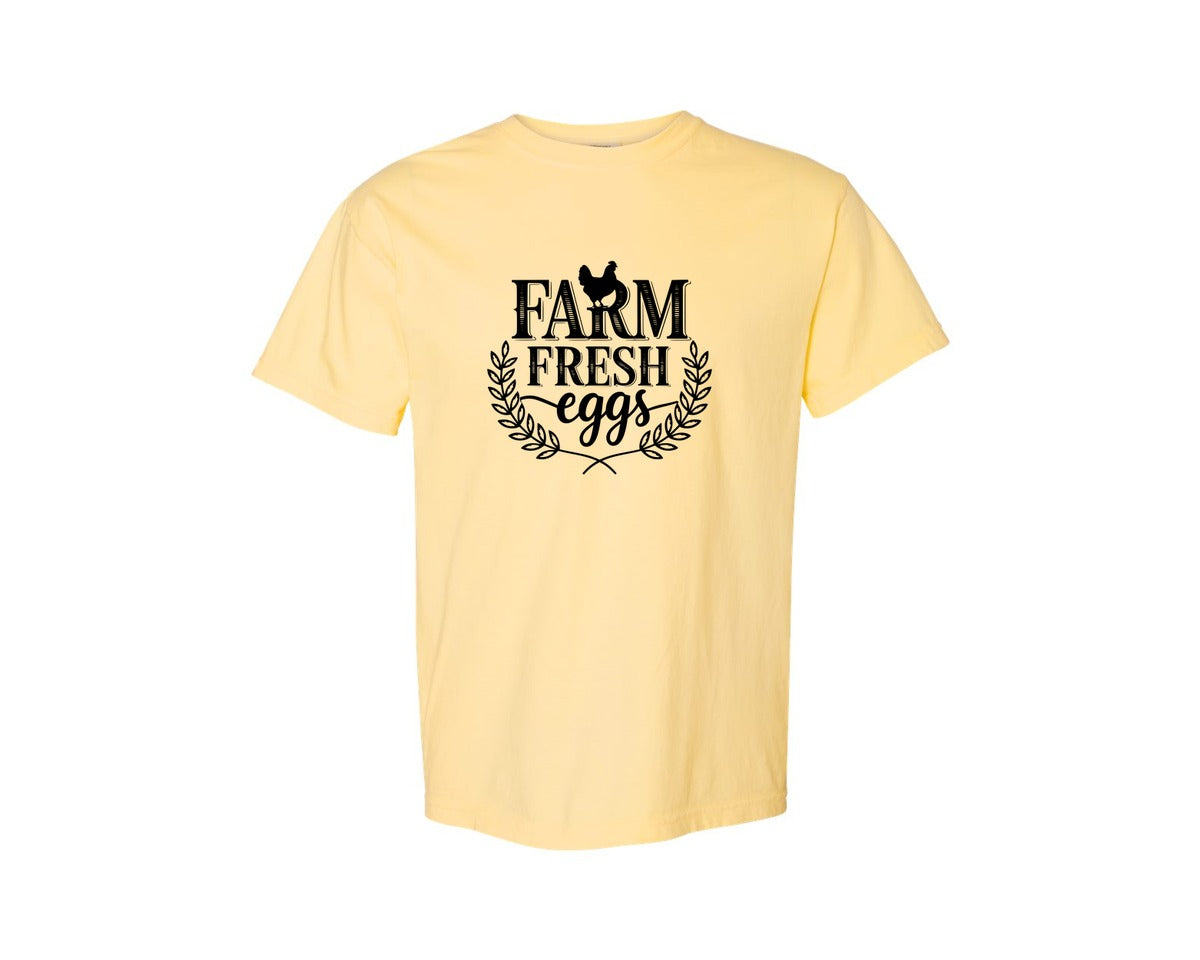 brand:Comfort Colors|color:Butter|Farm Fresh Eggs T Shirt Design Silhouet Graphic T-Shirt
