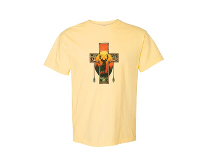 brand:Comfort Colors|color:Butter|Deer Cross Rustic Hunting Cross Sub Graphic T-Shirt
