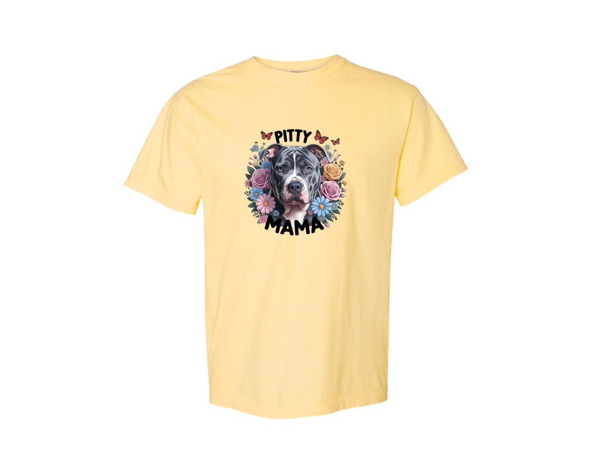 brand:Comfort Colors|color:Butter|Pitty Mama Cute Pitbull Dog 2 Graphic T-Shirt