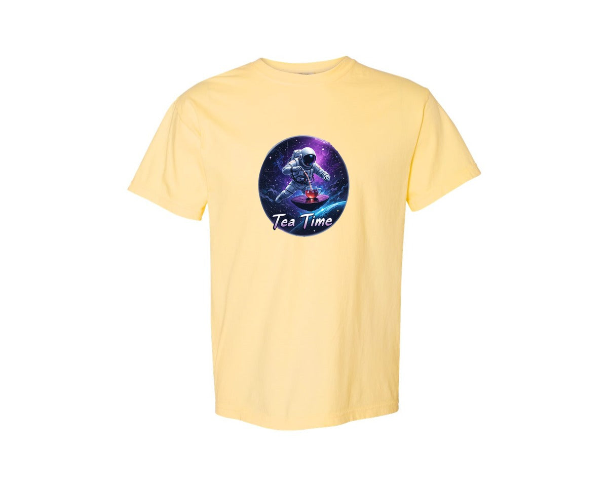 brand:Comfort Colors|color:Butter|Astronaut Tea Time In Space T Shirt Graphic T-Shirt