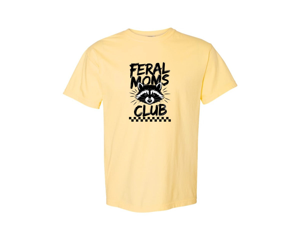 brand:Comfort Colors|color:Butter|Feral Moms Club Mom Life Raccoon Graphic T-Shirt