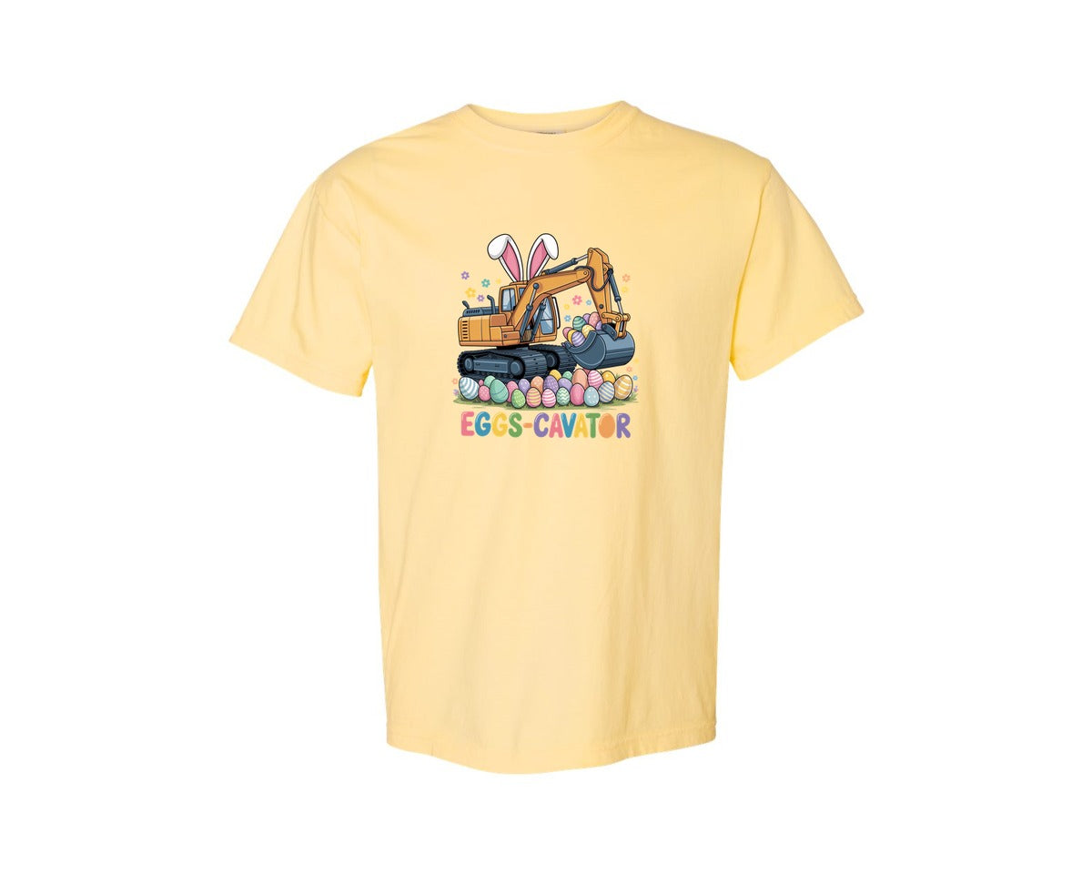 brand:Comfort Colors|color:Butter|Eggs Cavator Easter Excavator 3 Graphic T-Shirt