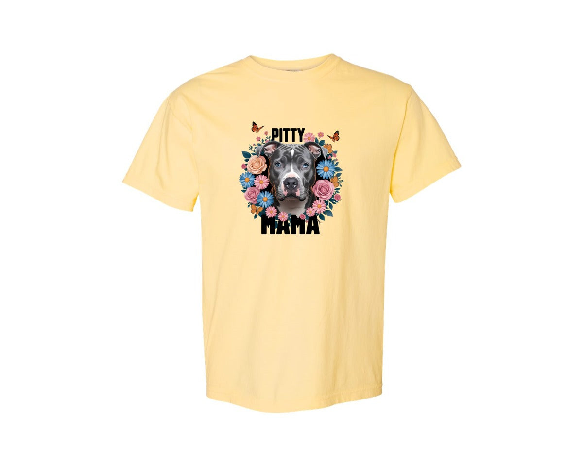 brand:Comfort Colors|color:Butter|Pitty Mama Cute Pitbull Dog 3 Graphic T-Shirt