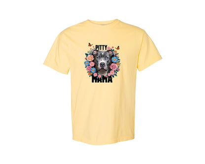 brand:Comfort Colors|color:Butter|Pitty Mama Cute Pitbull Dog 3 Graphic T-Shirt