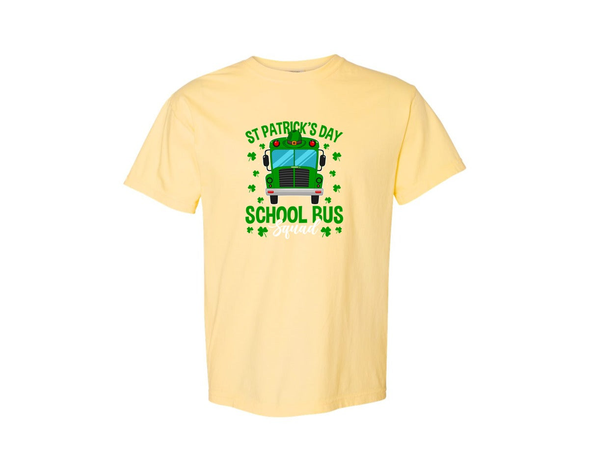 brand:Comfort Colors|color:Butter|St Patricks Day School Bus Squad School 2 Graphic T-Shirt