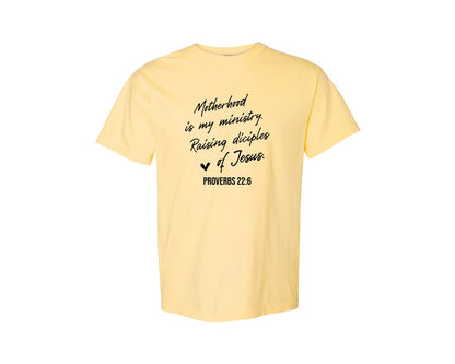 brand:Comfort Colors|color:Butter|Christian Mom Motherhood Is Kingdom Graphic T-Shirt