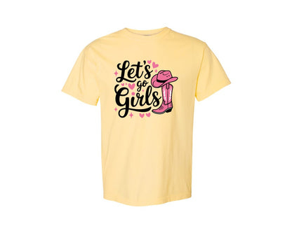 brand:Comfort Colors|color:Butter|Lets Go Girls Western Cowgirl Graphic T-Shirt