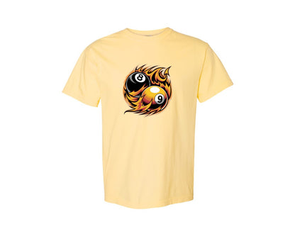 brand:Comfort Colors|color:Butter|Flaming 8 9 Ball Billiards Graphic T-Shirt
