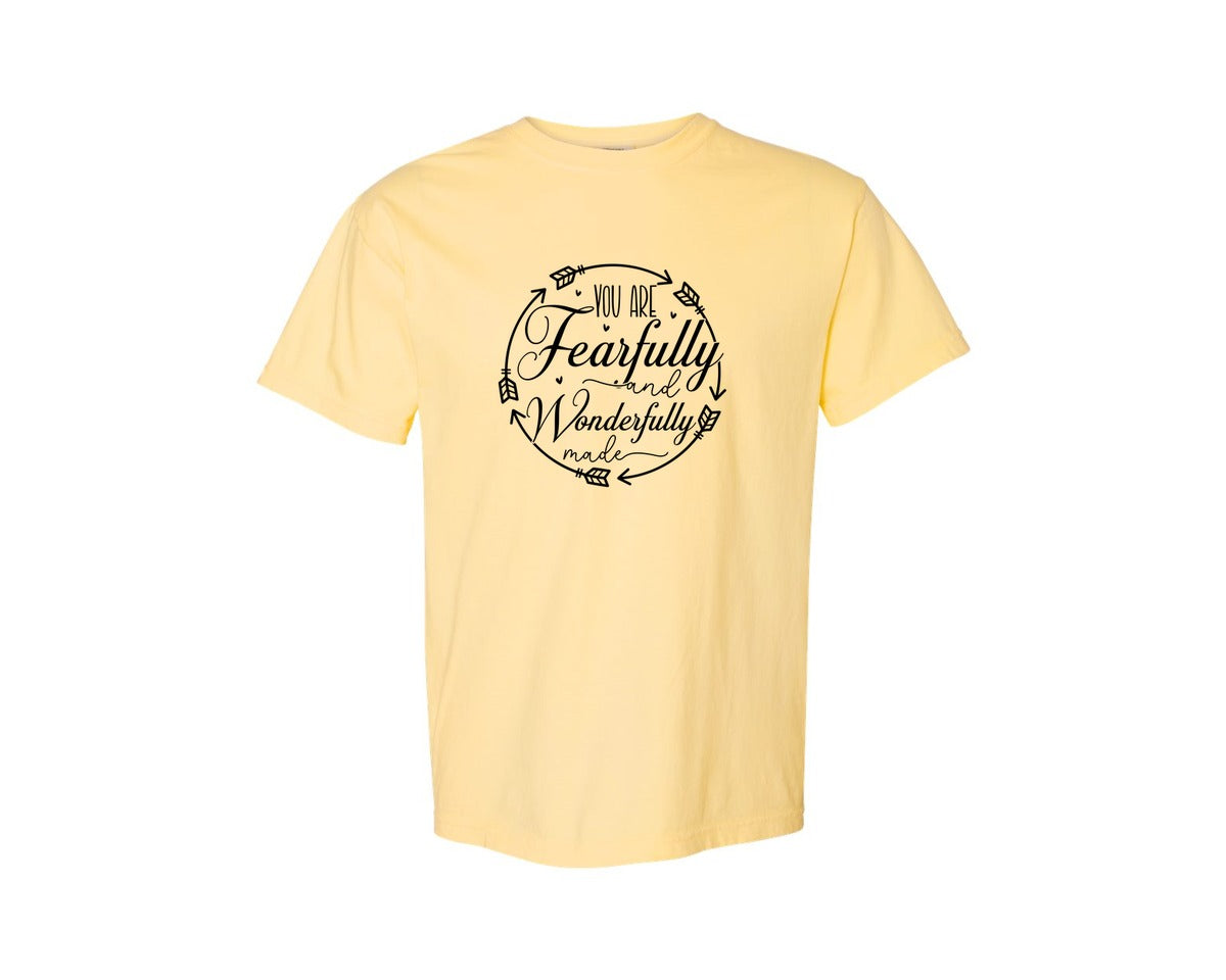 brand:Comfort Colors|color:Butter|You Are Fearfully And Sleeve Design Graphic T-Shirt