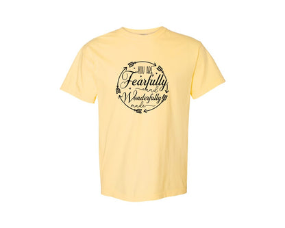 brand:Comfort Colors|color:Butter|You Are Fearfully And Sleeve Design Graphic T-Shirt