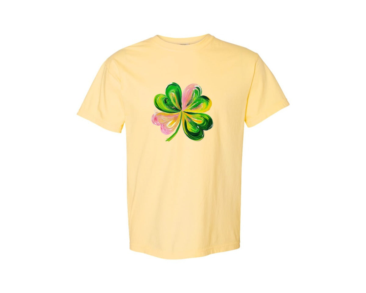 brand:Comfort Colors|color:Butter|Brushstroke Shamrock Graphic T-Shirt