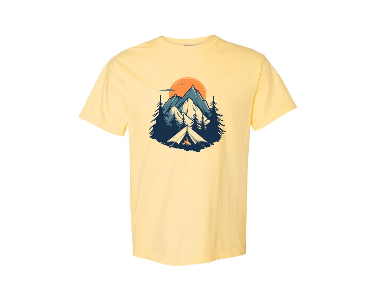brand:Comfort Colors|color:Butter|Sunset Camping Adventure T Shirt Design 8 Graphic T-Shirt