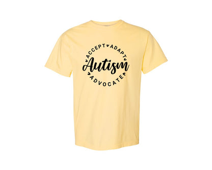 brand:Comfort Colors|color:Butter|Autism Awareness Accept Adapt Advocate 4 Graphic T-Shirt