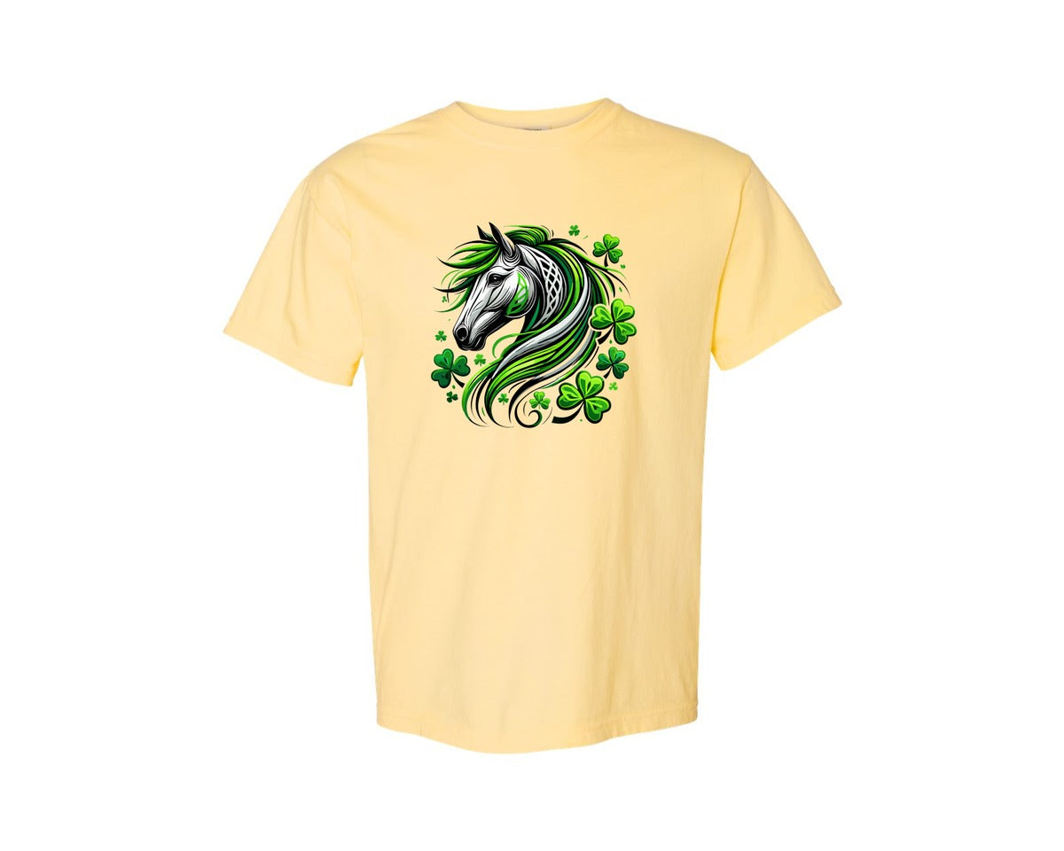 brand:Comfort Colors|color:Butter|St Patricks Day Horse Lucky Graphic T-Shirt