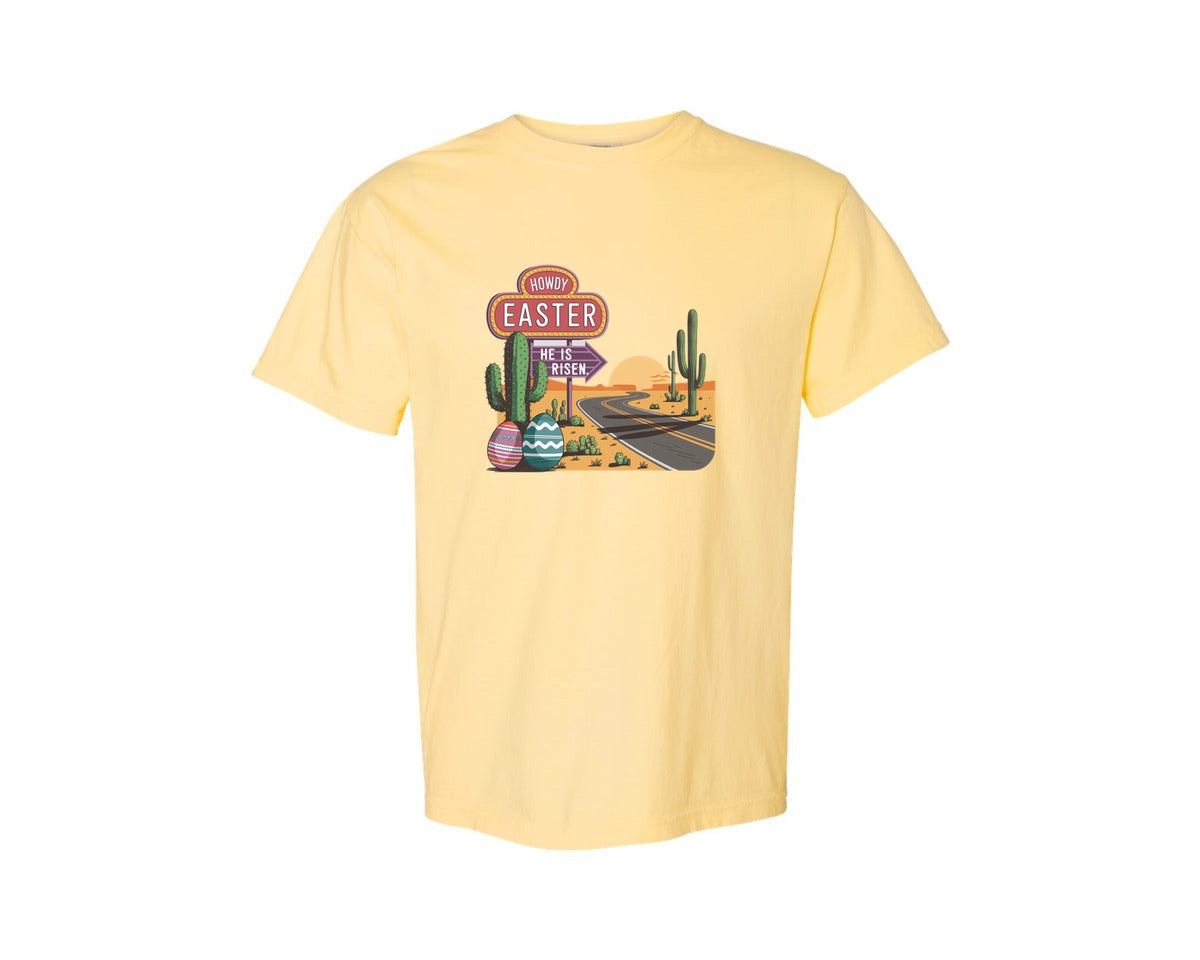 brand:Comfort Colors|color:Butter|Howdy Easter Western Desert Easter 3 Graphic T-Shirt