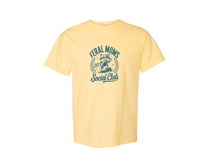 brand:Comfort Colors|color:Butter|Funny Mothers Day Raccoon Mama Feral Mom Graphic T-Shirt