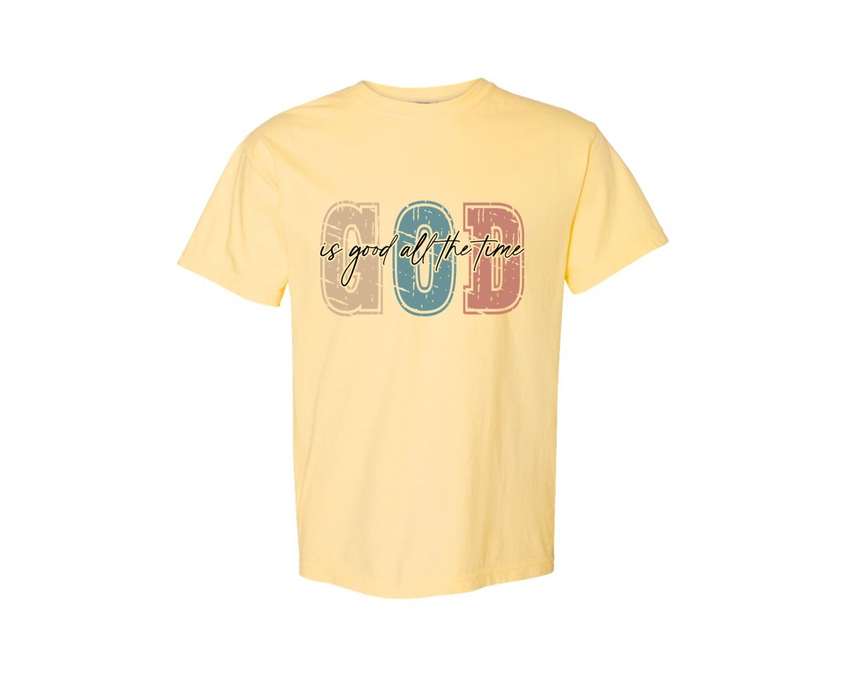 brand:Comfort Colors|color:Butter|Christian God Is Good All The Time 8 Graphic T-Shirt