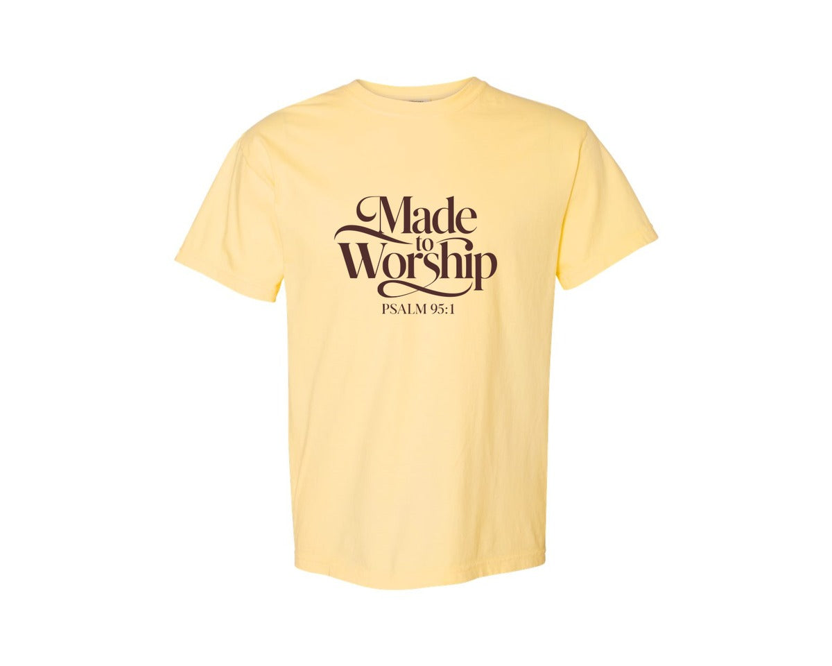 brand:Comfort Colors|color:Butter|Made To Worship Psalm 951 Design 3 Graphic T-Shirt