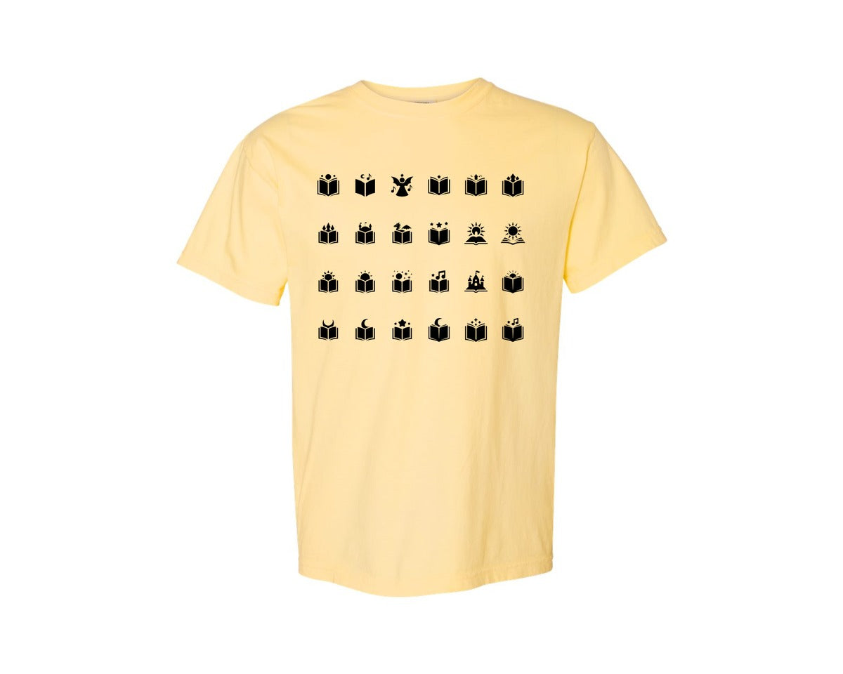 brand:Comfort Colors|color:Butter|Open Book With Fantasy Graphic T-Shirt