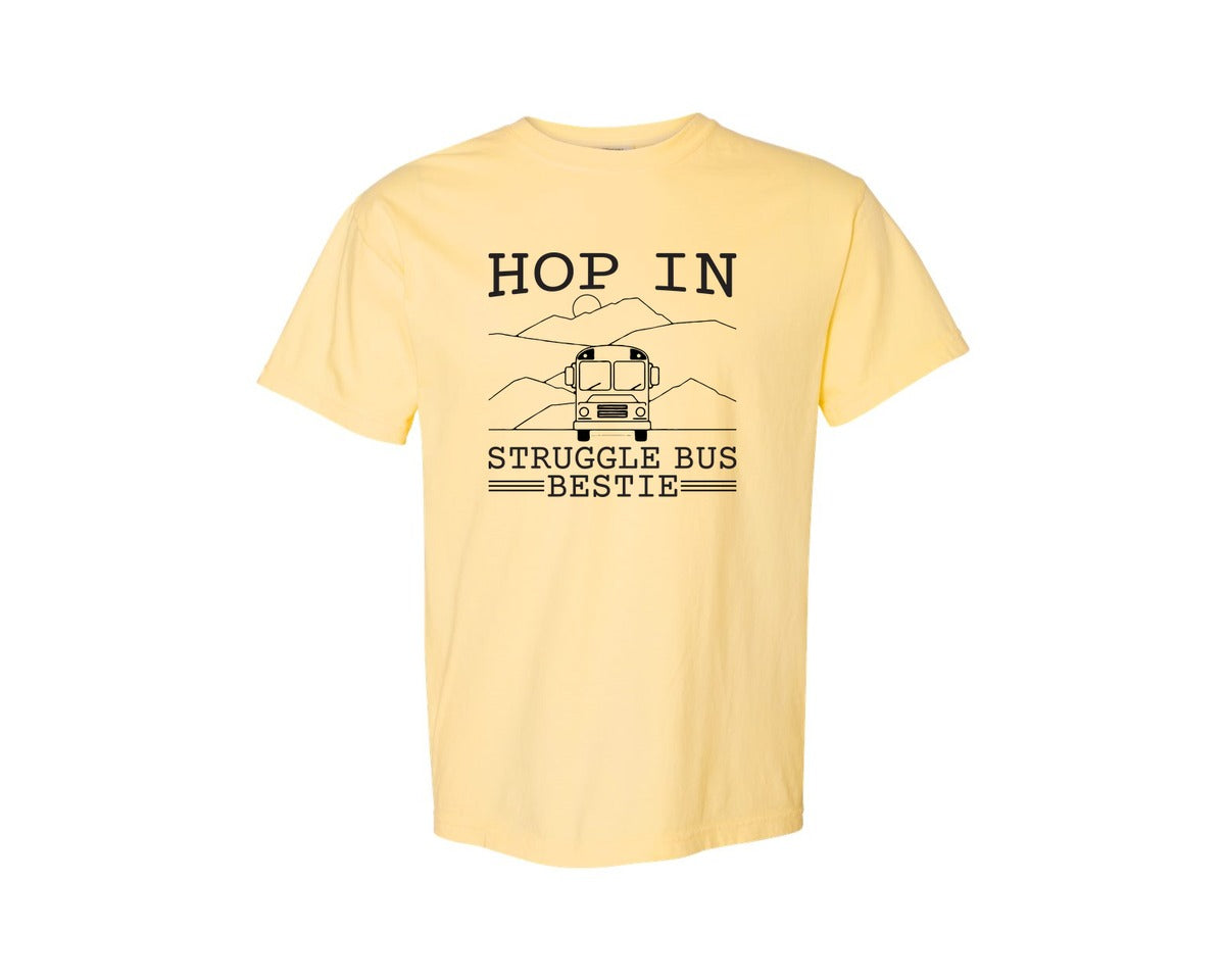 brand:Comfort Colors|color:Butter|Hop In Bestie Sweatshirt Struggle Bus Graphic T-Shirt