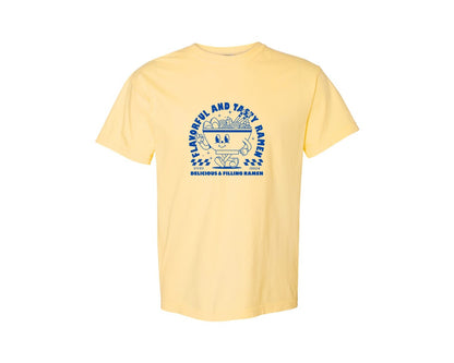 brand:Comfort Colors|color:Butter|Retro Ramen Noodle Cartoon Mascot Design Graphic T-Shirt
