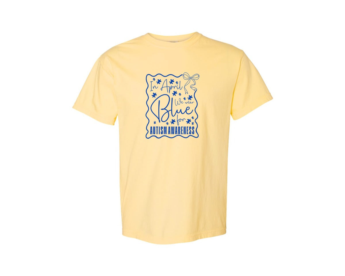 brand:Comfort Colors|color:Butter|In April We Wear Blue Autism 2 Graphic T-Shirt