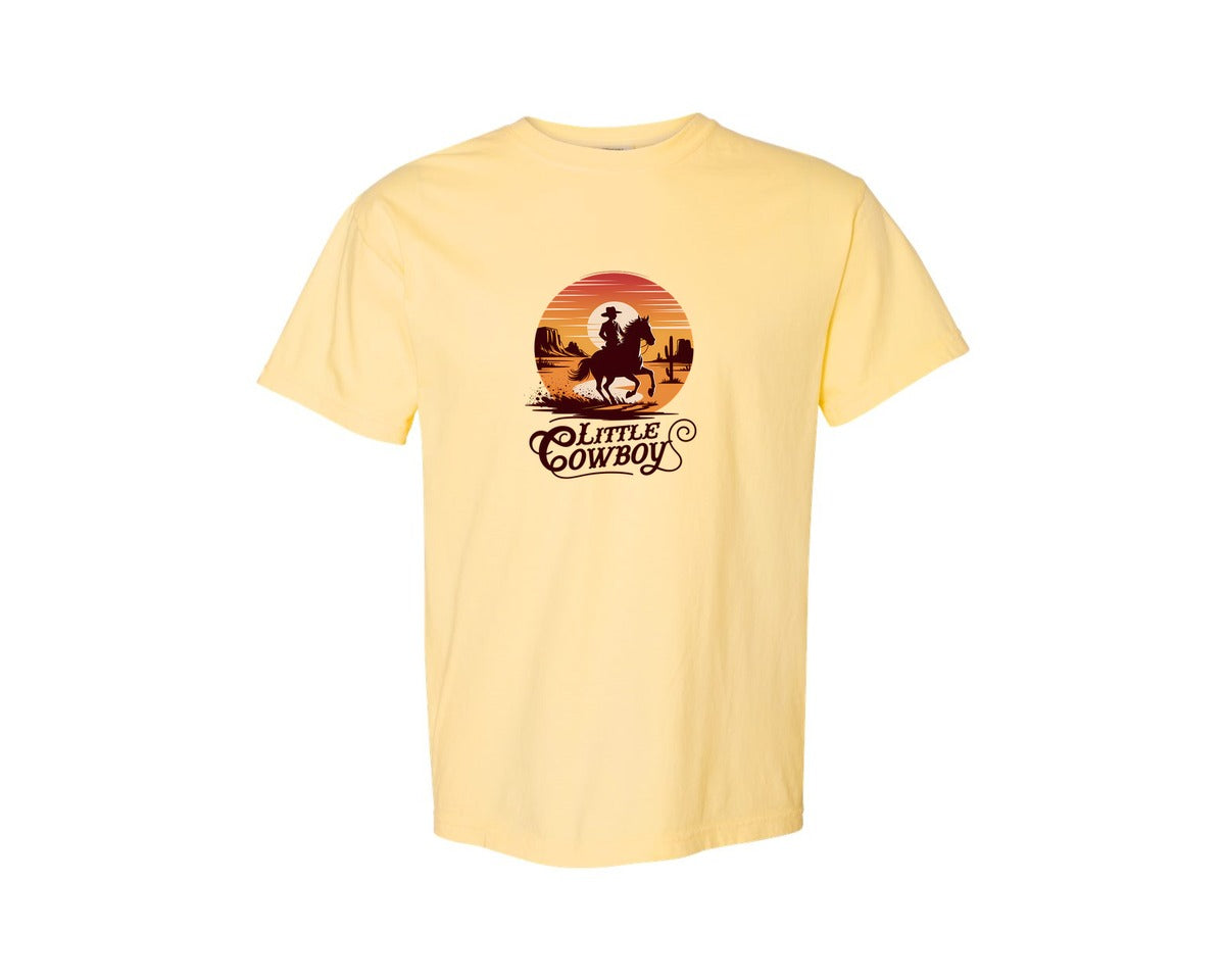 brand:Comfort Colors|color:Butter|Little Cowboy Western Horse Riding 3 Graphic T-Shirt