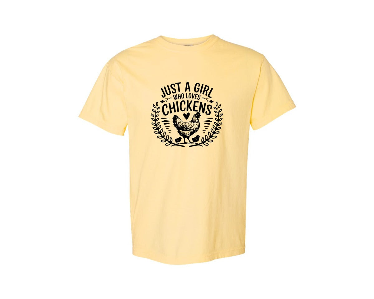 brand:Comfort Colors|color:Butter|Just A Girl Who Loves Chickens T Shirt D Graphic T-Shirt