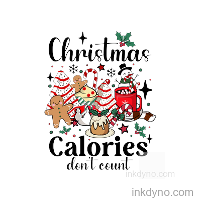 Calories Don'T Count Funny Retro Coffee T Shirt DTF Transfer – Ready to Press (Christmas)