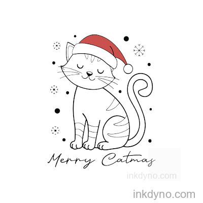 Merry Catmas Cute Christmas Cat Design — DTF Transfer – Ready to Press