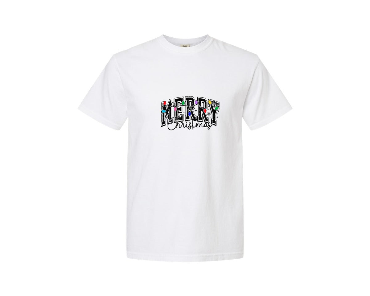 brand:Comfort Colors|color:White|merry-christmas-lights-svgchristmas-graphic-t-shirt