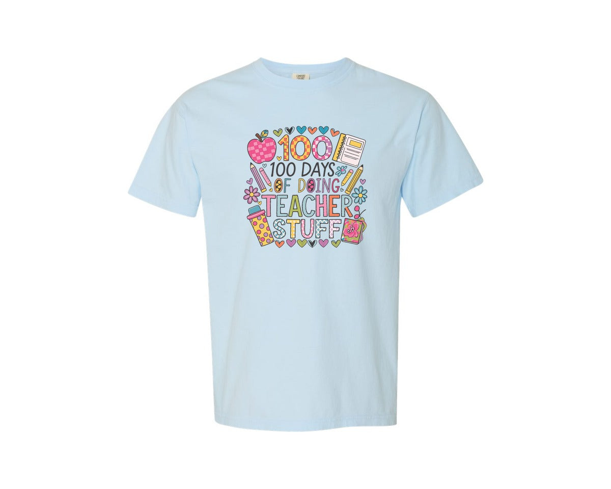 brand:Comfort Colors|color:Chambray|100 Days Of School 57 Graphic T-Shirt